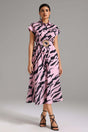 Madisyn Pink Printed Maxi Dress with Buttoned Front and Flare Silhouette