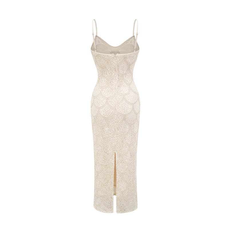Madisyn Sleeveless V Neck Midi Dress