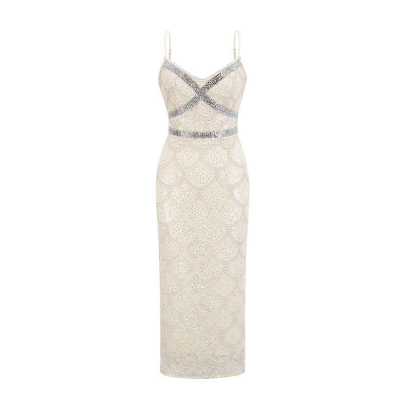 Madisyn Sleeveless V Neck Midi Dress