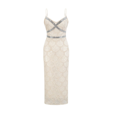 Madisyn Sleeveless V Neck Midi Dress