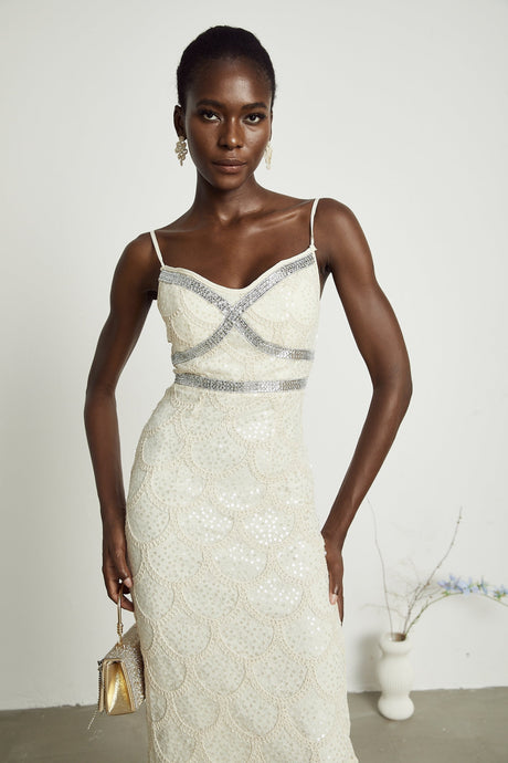 Madisyn Sleeveless V Neck Midi Dress