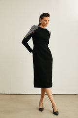 Maëlys black crystalembellished midi dress