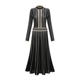 Maëlys black verticalstripe netted maxi dress