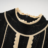 Maëlys black verticalstripe netted maxi dress