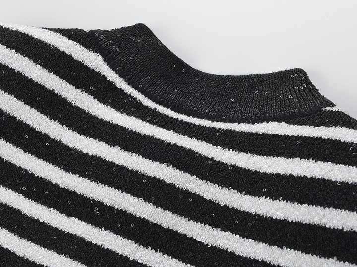 Maeve Cardigan - Fitted Silhouette - Striped Pattern - Slim Fit - Gold - Tone Buttons - Versatile Styling