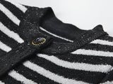 Maeve Cardigan - Fitted Silhouette - Striped Pattern - Slim Fit - Gold - Tone Buttons - Versatile Styling