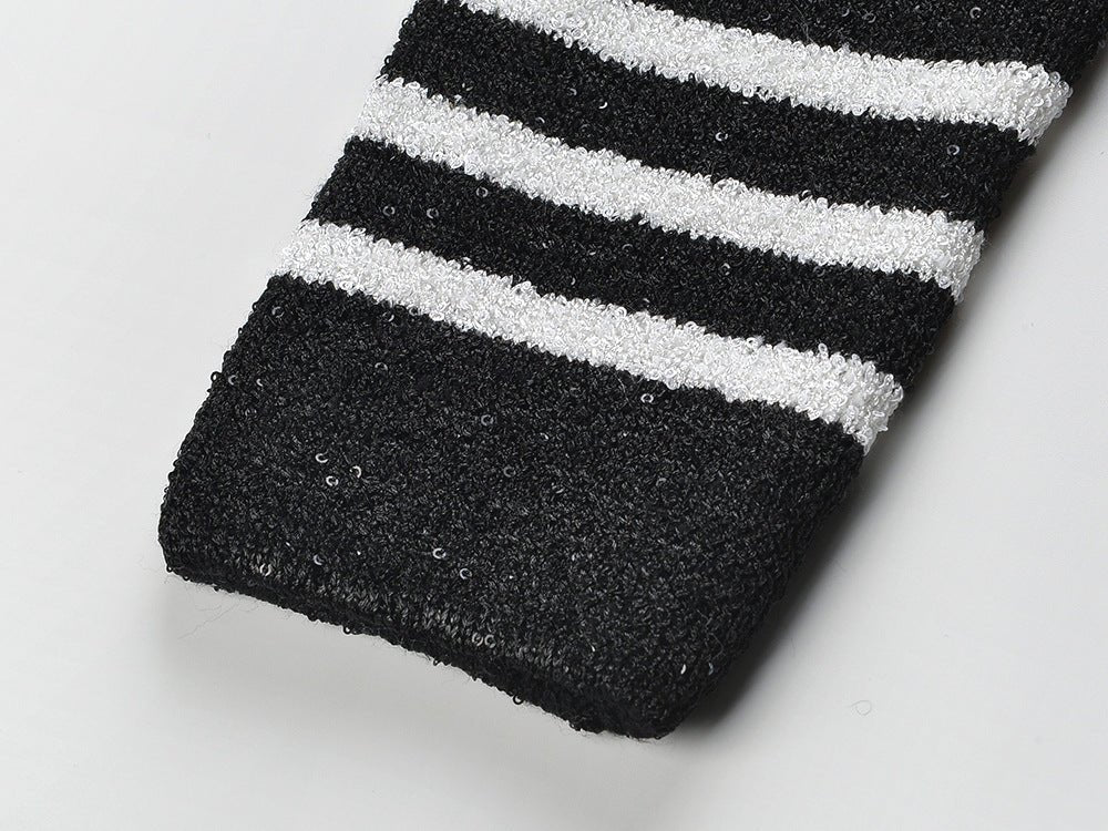 Maeve Cardigan - Fitted Silhouette - Striped Pattern - Slim Fit - Gold - Tone Buttons - Versatile Styling