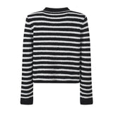 Maeve Cardigan - Fitted Silhouette - Striped Pattern - Slim Fit - Gold - Tone Buttons - Versatile Styling