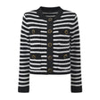 Maeve Cardigan - Fitted Silhouette - Striped Pattern - Slim Fit - Gold - Tone Buttons - Versatile Styling