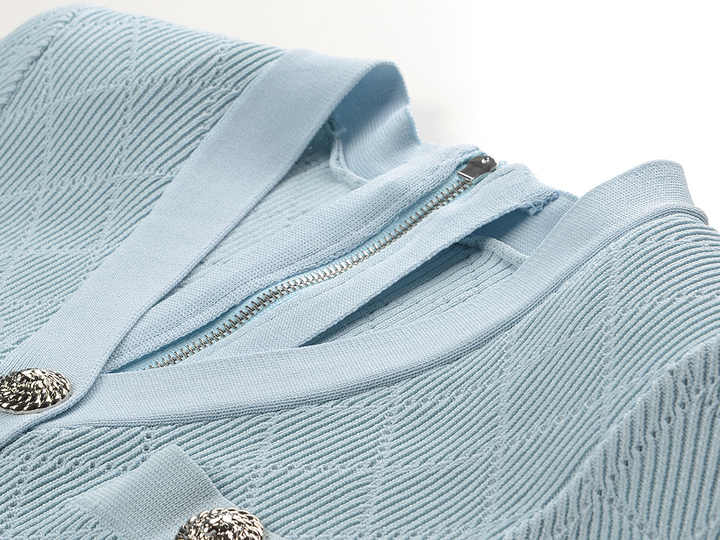 Maeve Dress - Slim Fit - Button - Front Design - Tailored Curve - Enhancing Fit - Metallic Button Accents