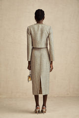 Maeve Jacket & Skirt Gold Tweed Sequin Set