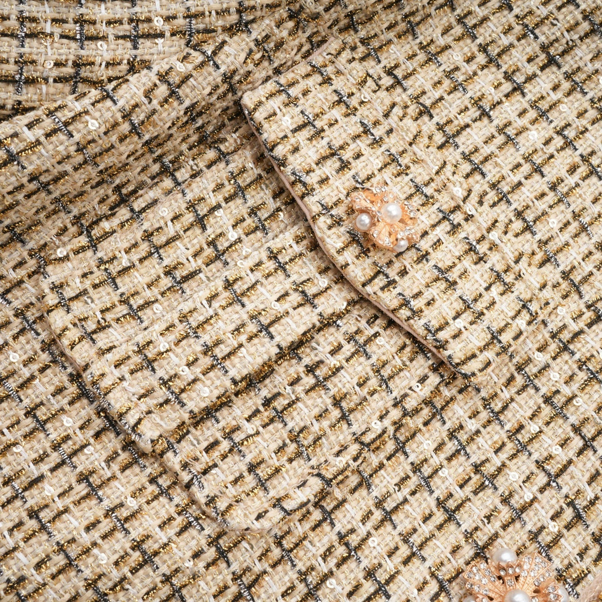 Maeve Jacket & Skirt Gold Tweed Sequin Set