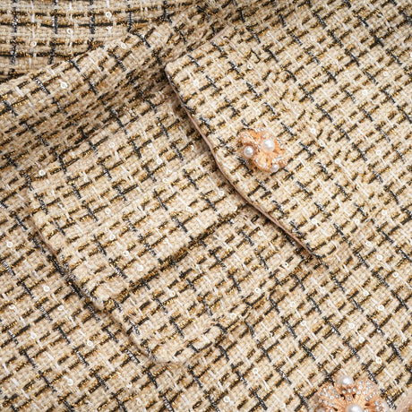 Maeve Jacket & Skirt Gold Tweed Sequin Set
