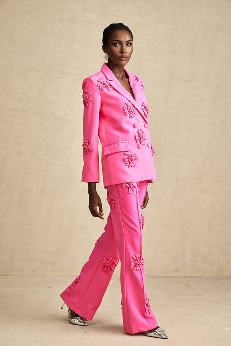 Maeve Jacket & Trousers Pink Floral Matching Set