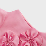 Magali bowtie fauxflower embellished sleeveless maxi dress in Pink