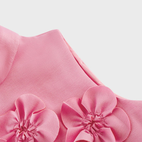 Magali bowtie fauxflower embellished sleeveless maxi dress in Pink