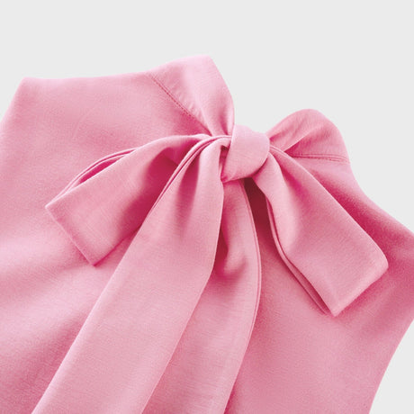 Magali bowtie fauxflower embellished sleeveless maxi dress in Pink