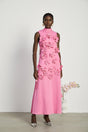 Magali bowtie fauxflower embellished sleeveless maxi dress in Pink