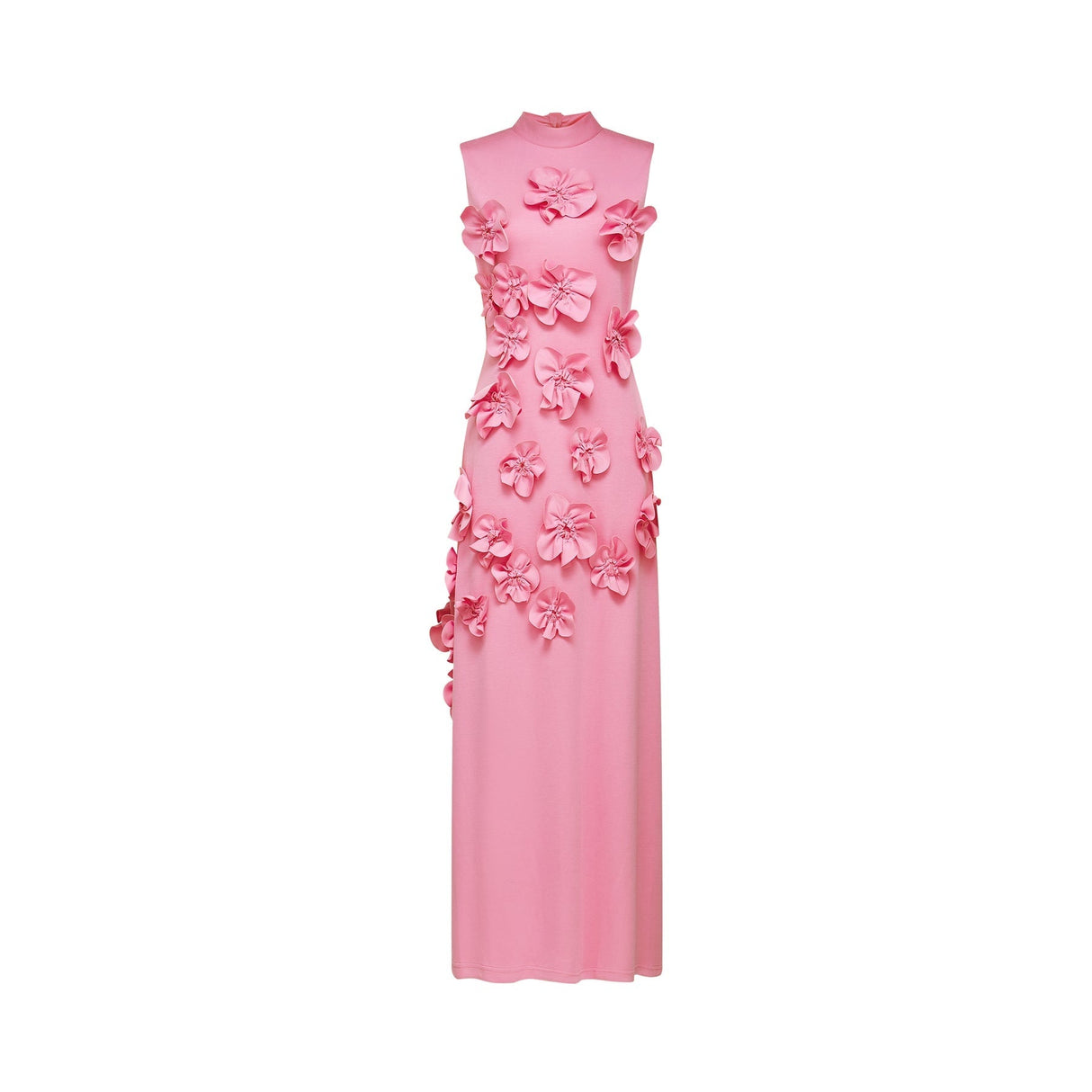 Magali bowtie fauxflower embellished sleeveless maxi dress in Pink