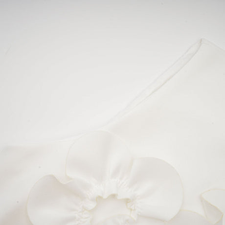 Magali bowtie fauxflower embellished sleeveless maxi dress in White