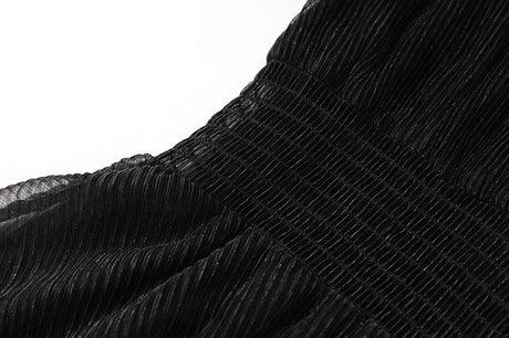 Maia Maxi Dress - Layered Design - Pleated V - neckline - Fitted Bodice - Flared Skirt - Sheer Details