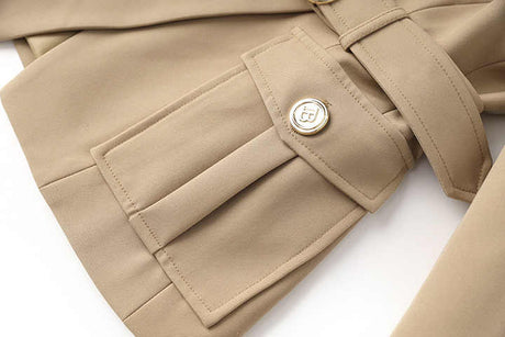 Maia Trench Coat – Double - Breasted Fit – Gold Buttons – Belted Waist