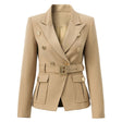 Maia Trench Coat – Double - Breasted Fit – Gold Buttons – Belted Waist
