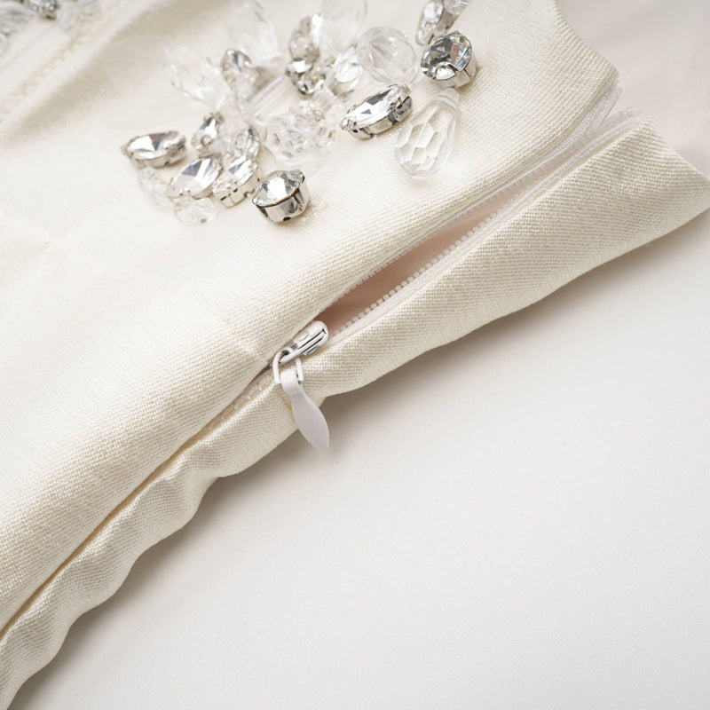 Maisie Mini Dress White Crystal Embellished Square Neck Sparkle