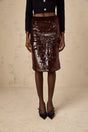 Malaya Skirt Brown Sequin ALine Midi & Side Zip Hem