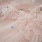 Malia Midi Dress Floral - Embroidered Tiered Ruffle & Back Zipper