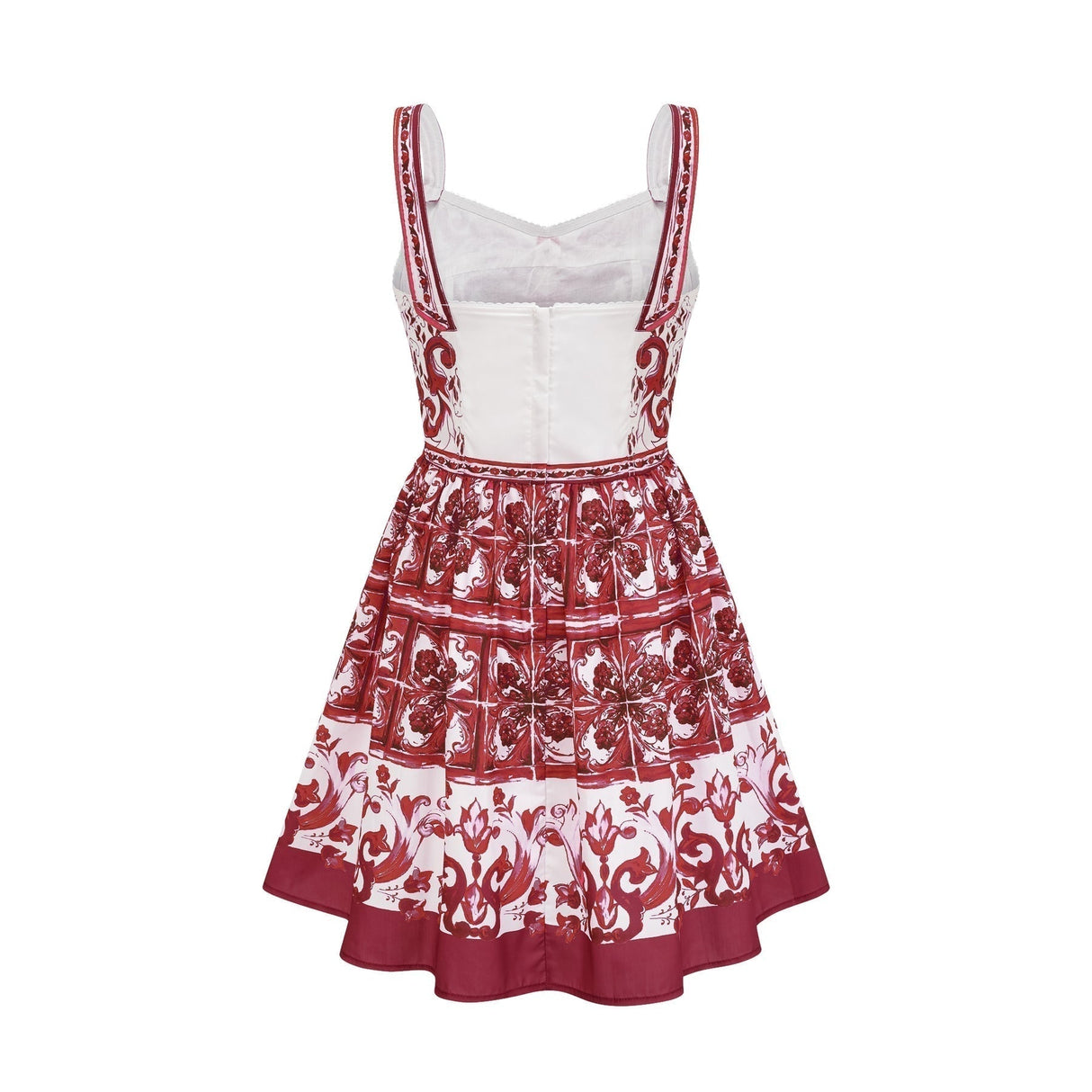 Malia Mini Dress Red & White Graphic Print Flare