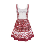 Malia Mini Dress Red & White Graphic Print Flare