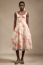 Malia Pink Floral Halter Midi Dress with Bowknot Detail and Lace Trim