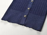 Malia Ribbed V - Neck Top – Shimmer Detail – Decorative Buttons – Fitted Knit Design