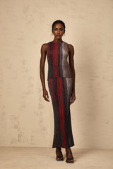 Malia Top & Skirt Set with Textured Finish and Striped Design