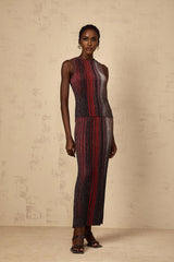 Malia Top & Skirt Set with Textured Finish and Striped Design