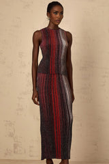 Malia Top & Skirt Set with Textured Finish and Striped Design
