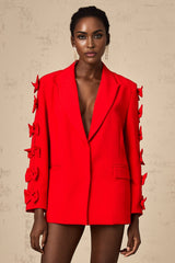 Malina Blazer Malina Red Bowknot Cut Out Peak Lapel Blazer