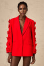 Malina Blazer Malina Red Bowknot Cut Out Peak Lapel Blazer