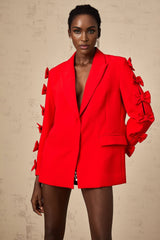 Malina Blazer Malina Red Bowknot Cut Out Peak Lapel Blazer