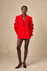 Malina Blazer Malina Red Bowknot Cut Out Peak Lapel Blazer