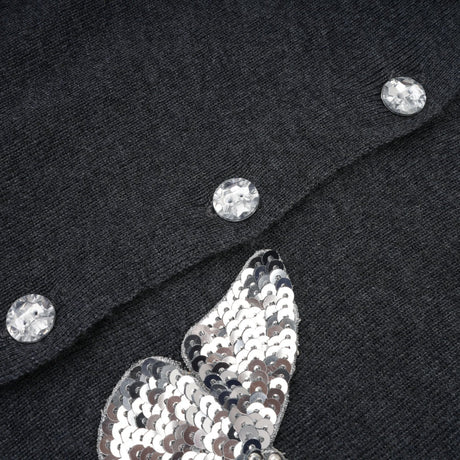 Malina Cardigan Grey Butterfly Sequin Motif & Rhinestone Detail