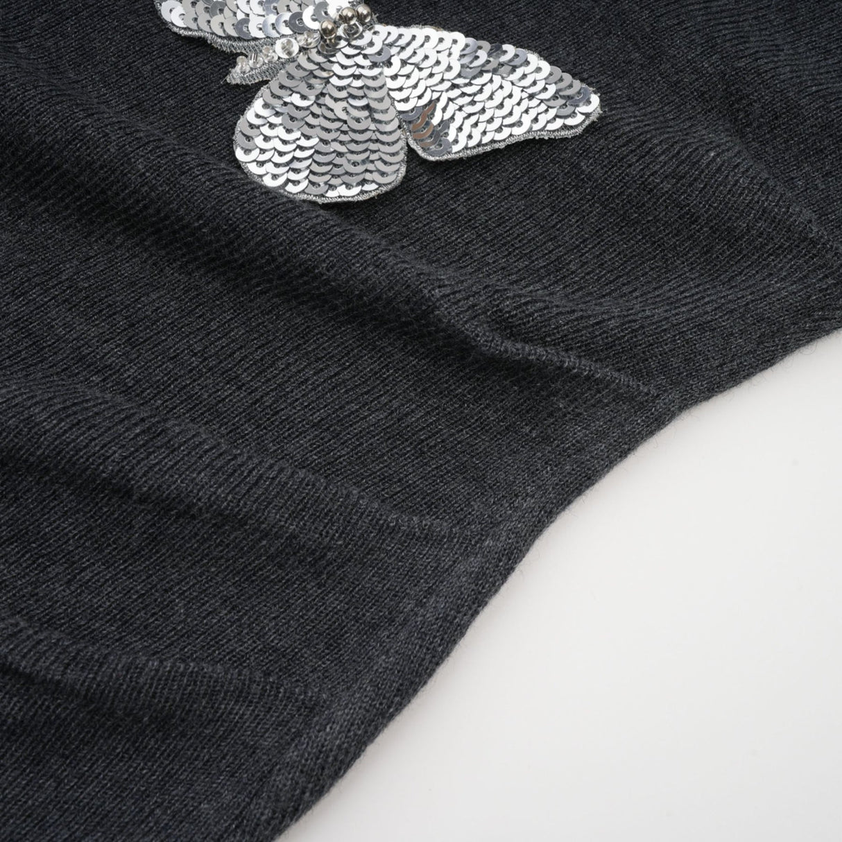 Malina Cardigan Grey Butterfly Sequin Motif & Rhinestone Detail