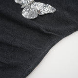 Malina Cardigan Grey Butterfly Sequin Motif & Rhinestone Detail