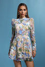 Mallory Beige Floral Embroidered Mini Dress