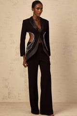 Mallory Blazer & Trousers Set Embellished Cut - Out & Wide Leg