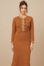Mallory Dress Caramel Tweed Embellished Pockets & Buttons