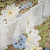 Mallory Midi Dress Green Multicolor Floral Embroidery Ruffle Detailing