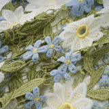 Mallory Midi Dress Green Multicolor Floral Embroidery Ruffle Detailing