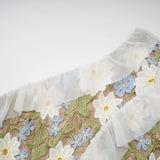 Mallory Midi Dress Green Multicolor Floral Embroidery Ruffle Detailing